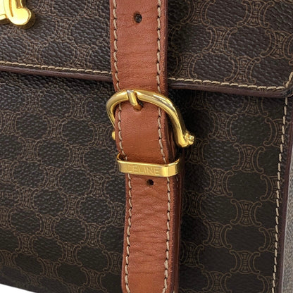 CELINE Macadam Triomphe Handbag Vanity bag Brown Vintage bfhyyr
