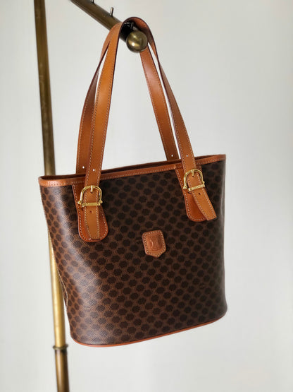 CELINE Macadam Blason Handbag Shoulder bag Brown Vintage uwfpsv