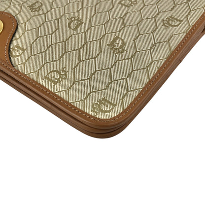 Christian Dior Honeycomb Pattern Chain Shoulder bag Beige Vintage gfhe2x