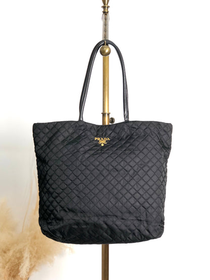 PRADA Logo Totebag Black Vintage 58xguc