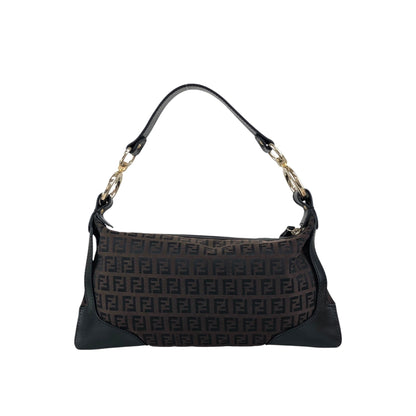 FENDI Zucchino Logo Charm Handbag Hobobag Brown Vintage fhfygp
