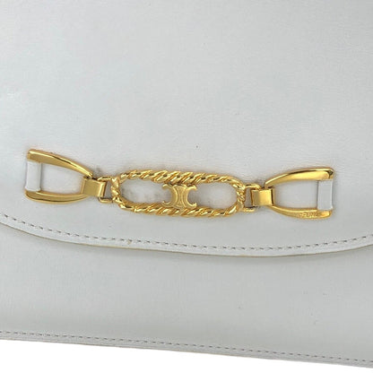 CELINE Blason Chain Shoulder bag White Vintage hm62kf