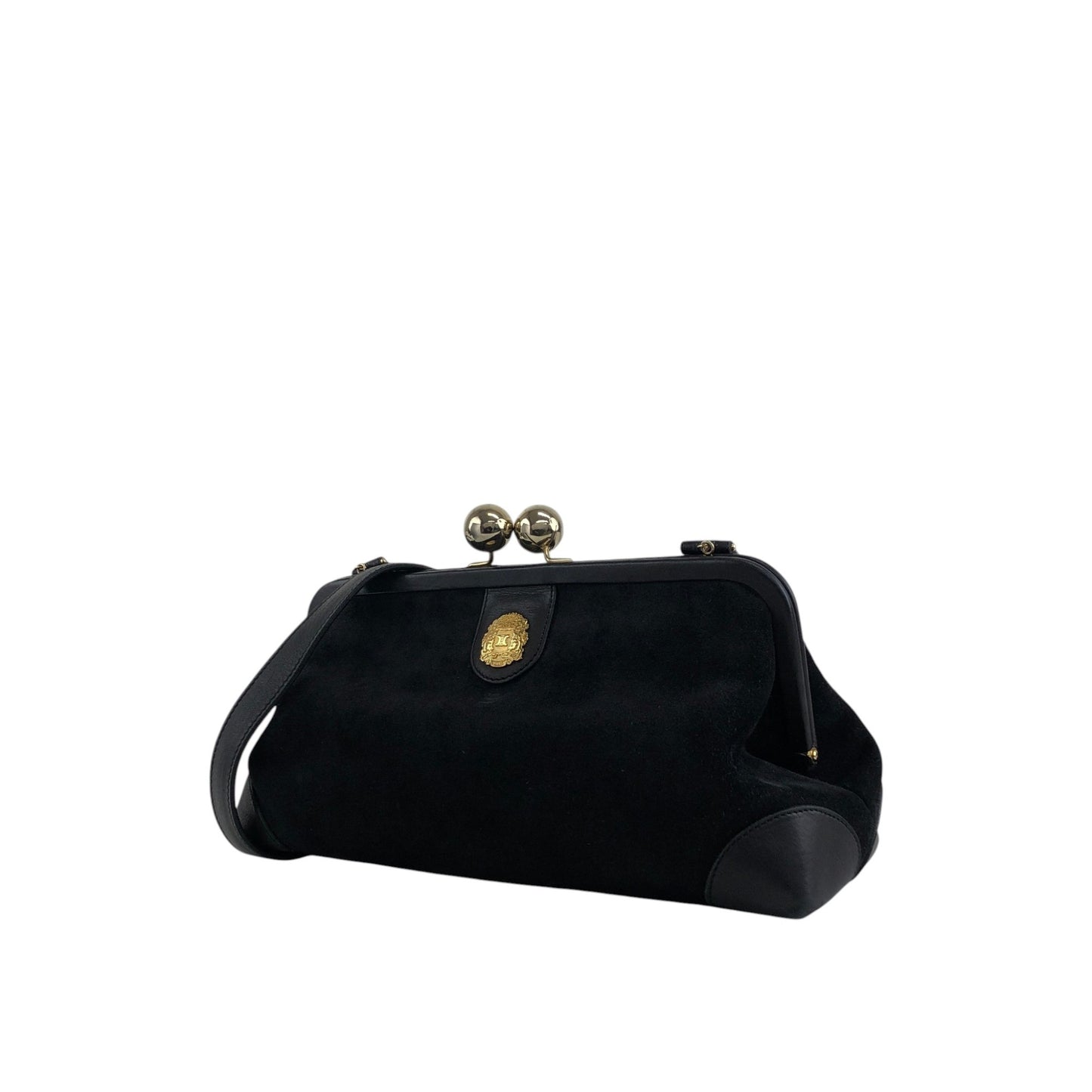 CELINE Triomphe Metal Closure Shoulder bag Black Vintage vxya2a