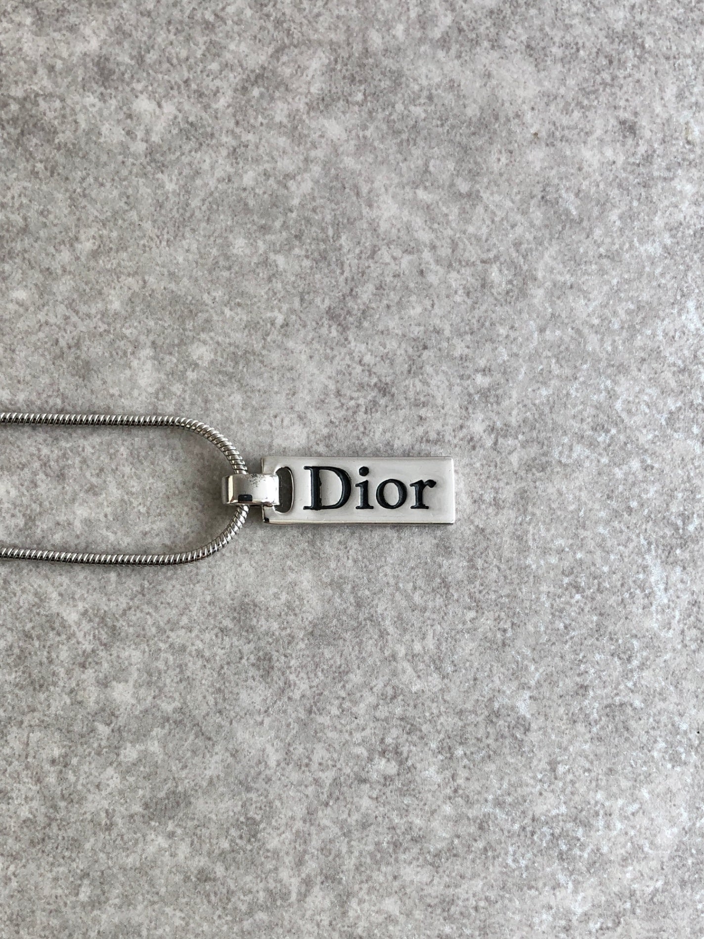 Christian Dior Logo Motif Necklace Silver Vintage a8e74p