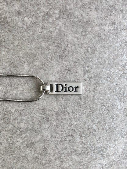 Christian Dior Logo Motif Necklace Silver Vintage a8e74p
