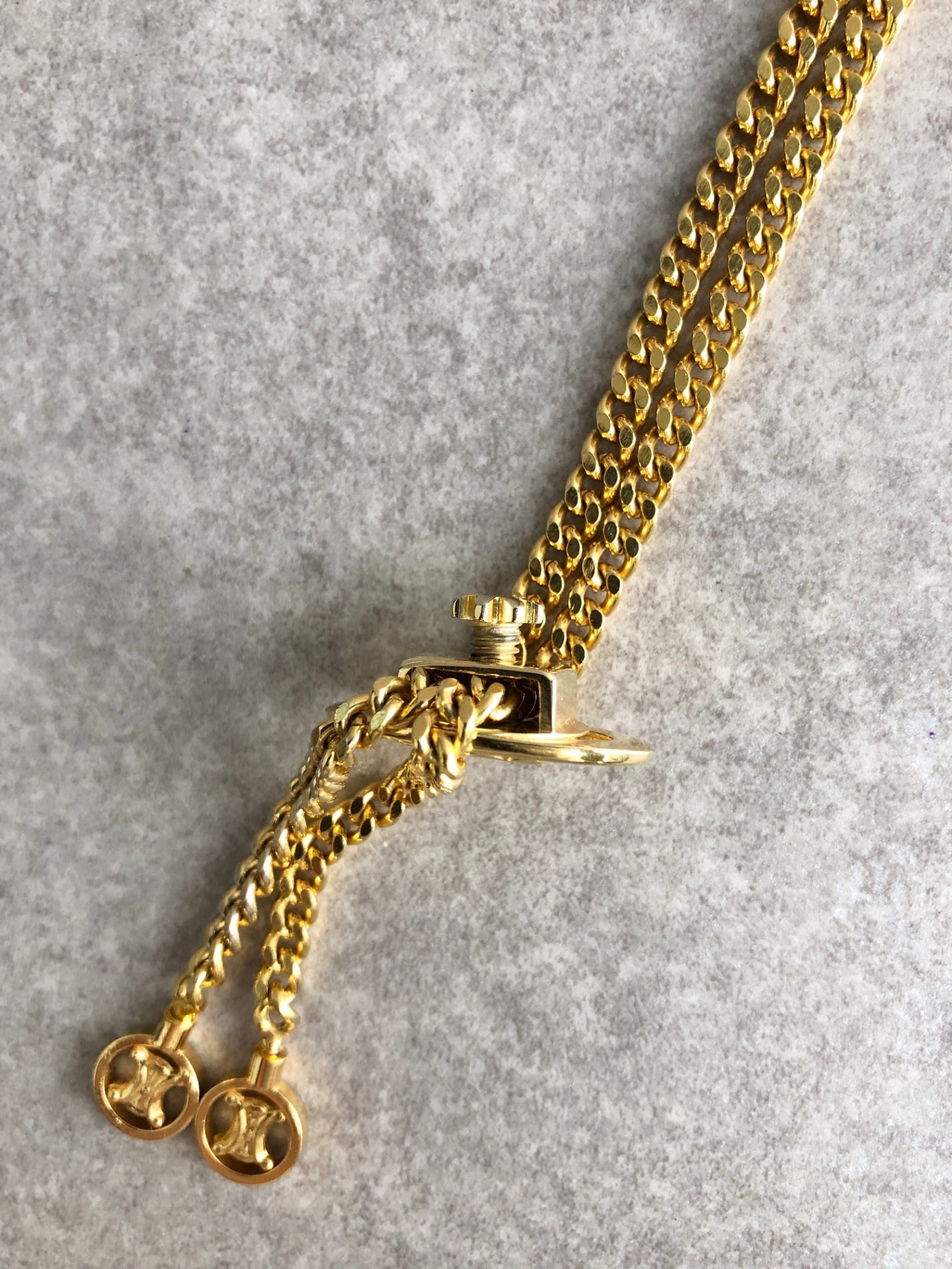 CELINE Triomphe Necklace Gold Vintage 2arrnh