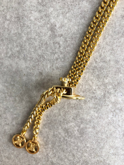 CELINE Triomphe Necklace Gold Vintage 2arrnh