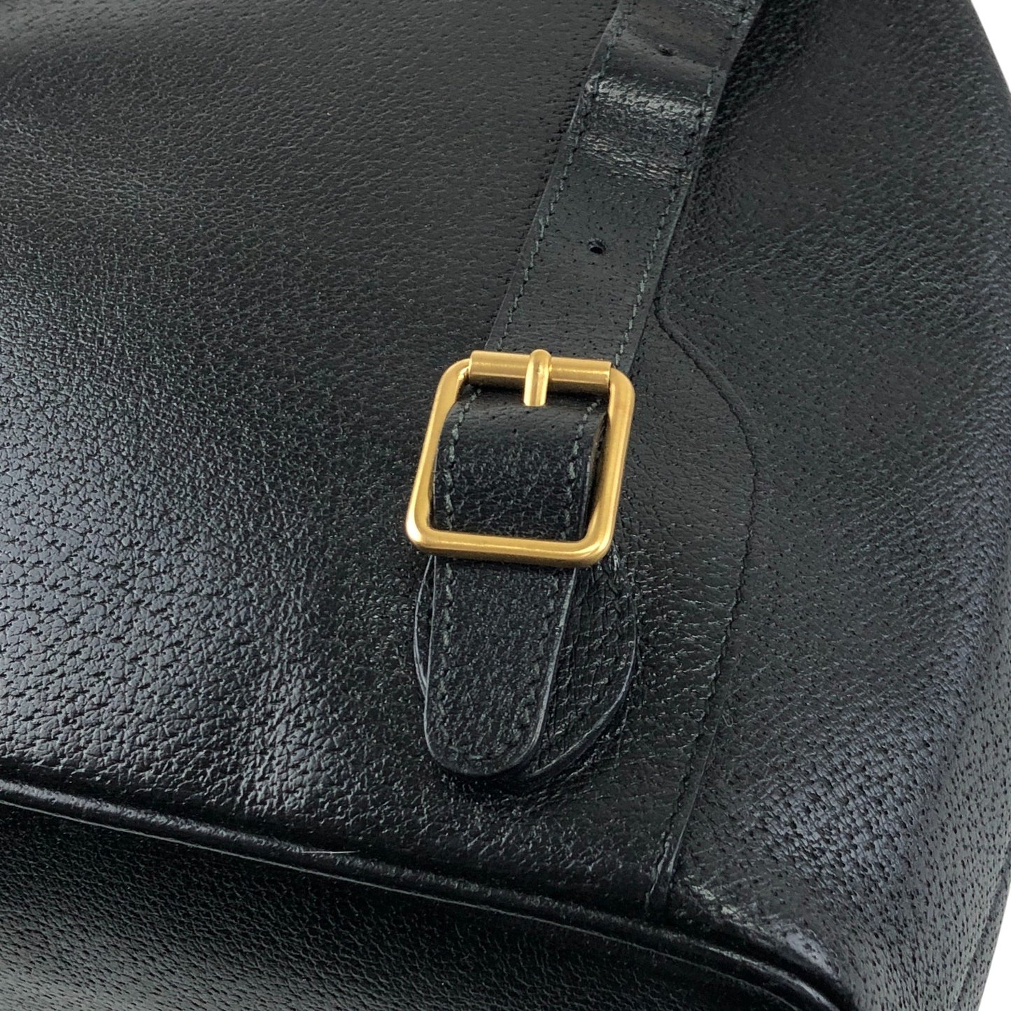 GUCCI Bamboo Front Buckle Backpack Black Vintage i34ihz