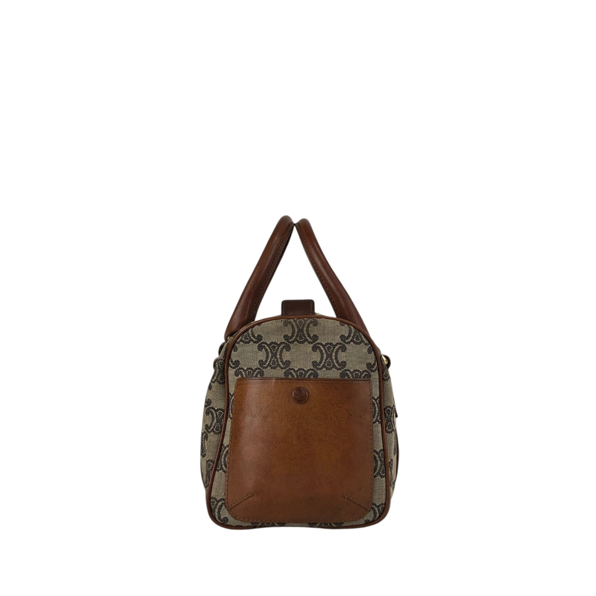 CELINE Triomphe Small Boston bag Handbag Brown Vintage 2j8imx