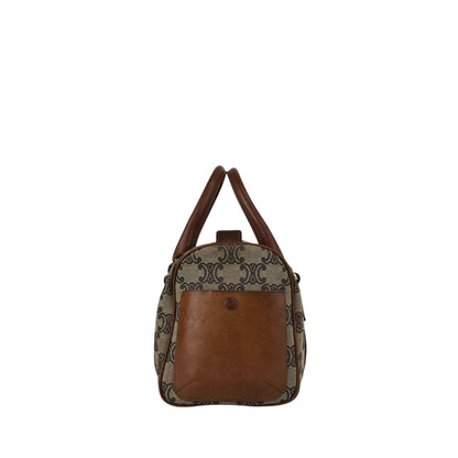 CELINE Triomphe Small Boston bag Handbag Brown Vintage 2j8imx