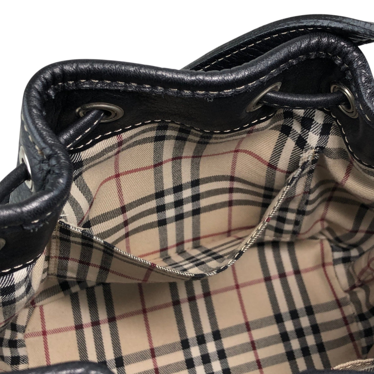 BURBERRY Logo Drawstring Shoulder bag Black Vintage phkwjb