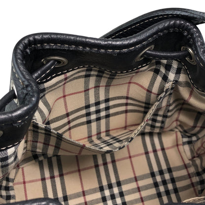 BURBERRY Logo Drawstring Shoulder bag Black Vintage phkwjb