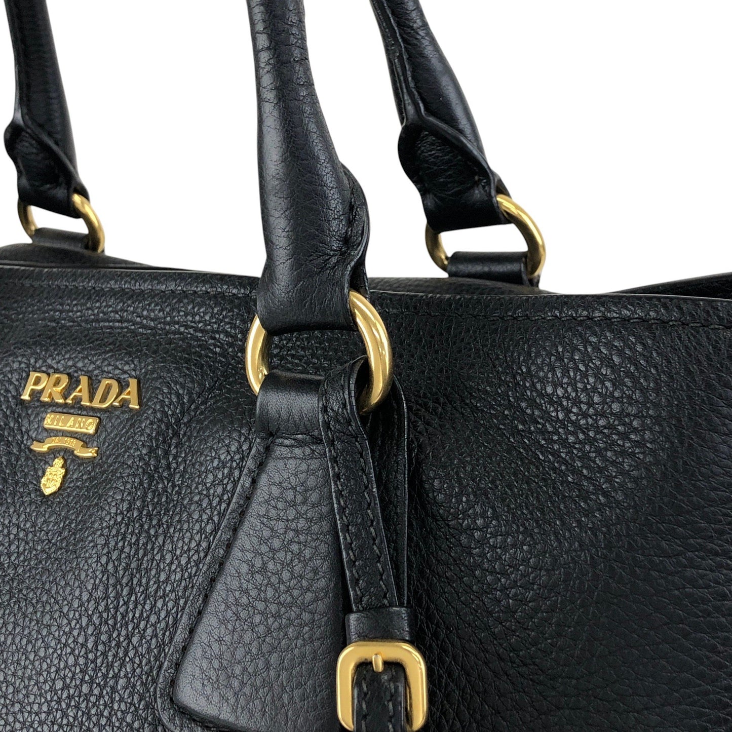 PRADA Logo Two-way Handbag Shoulder bag Black Vintage 7kpf4k