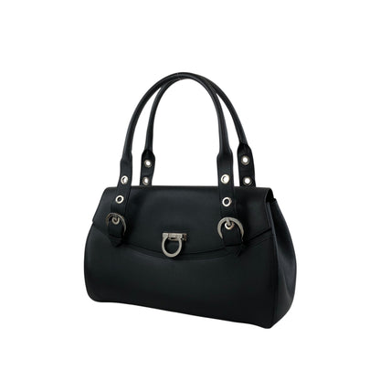 Salvatore Ferragamo Gancini Handbag Black Vintage 7wdsnj
