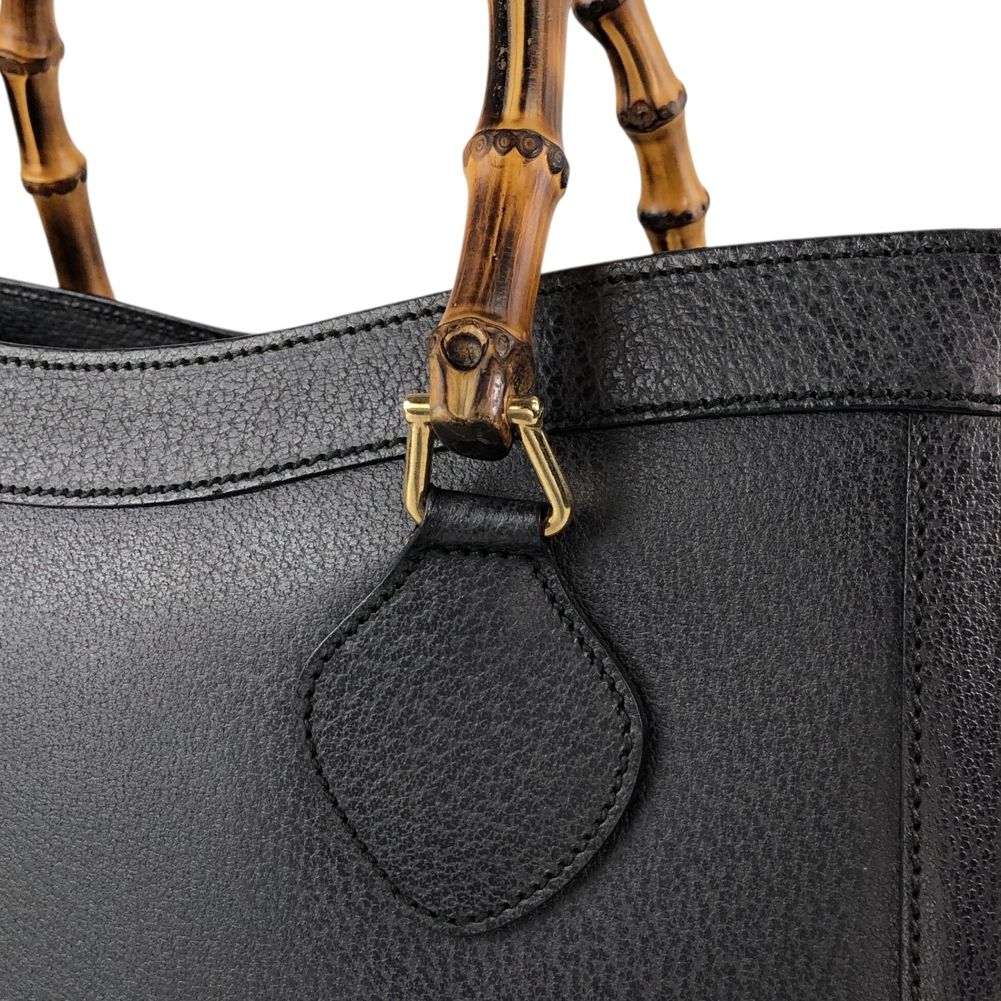 GUCCI Bamboo Handbag Black Vintage i4a8t7