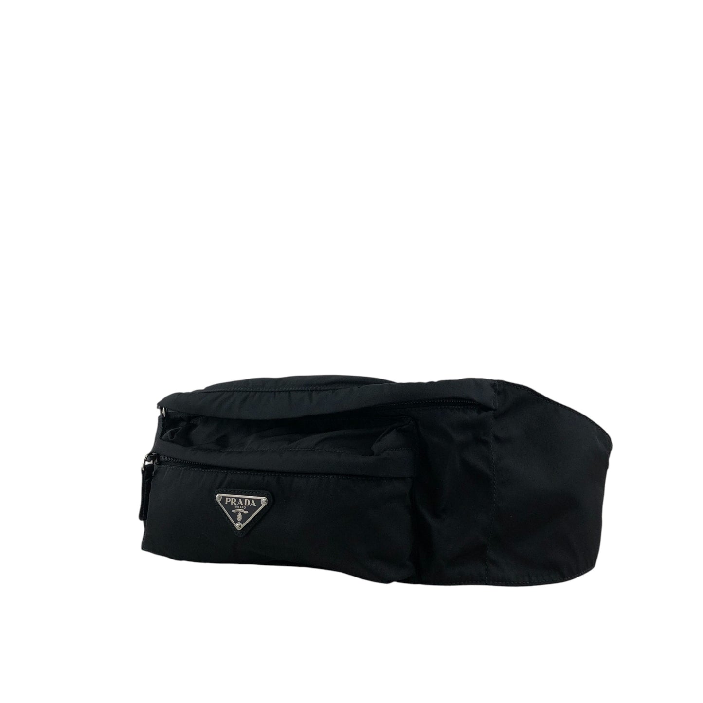 PRADA Tessuto Triangle Logo Sling bag Black Vintage hpnycc