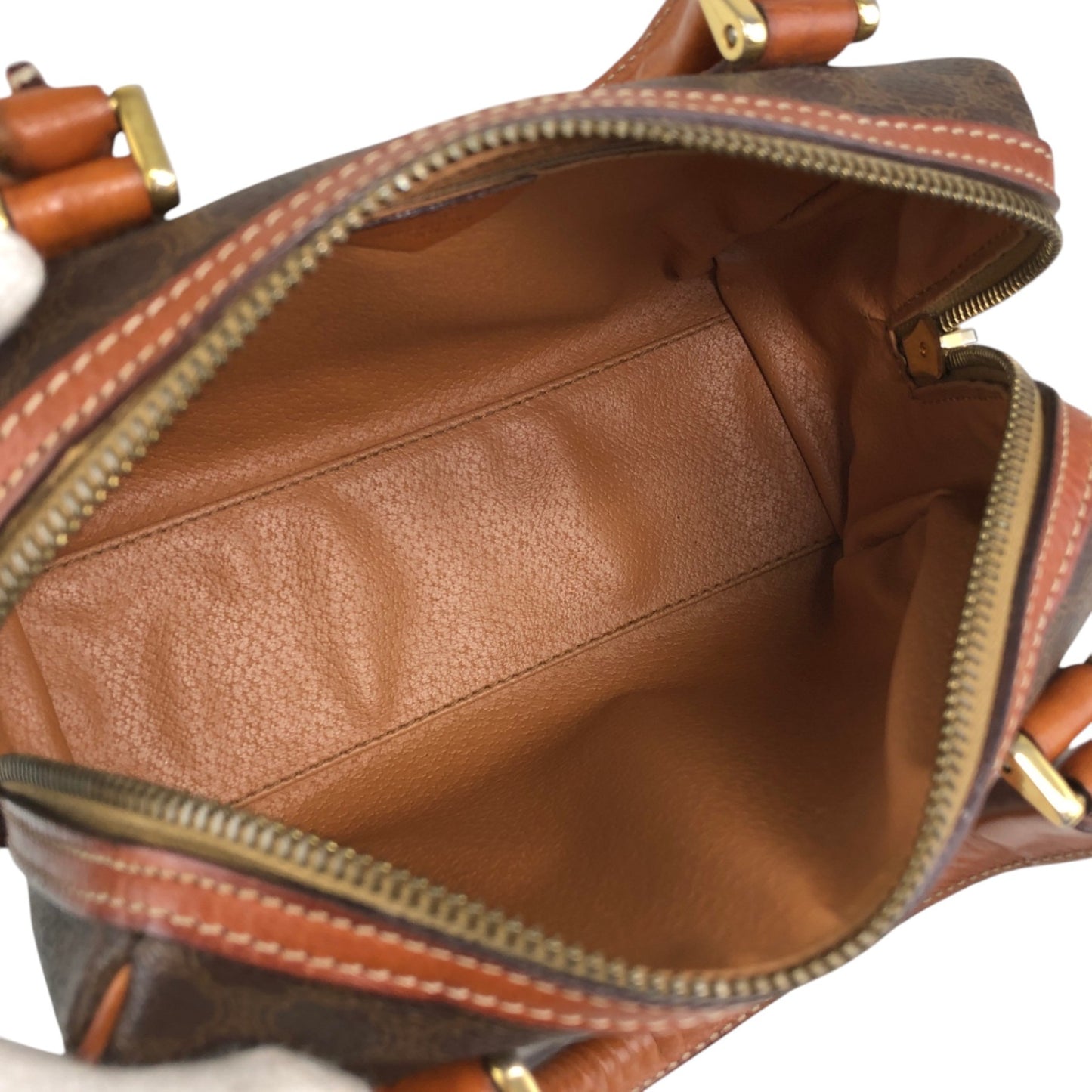 CELINE Macadam Blason Two-way Small Boston bag Shoulder bag Brown Vintage 2kpnhi