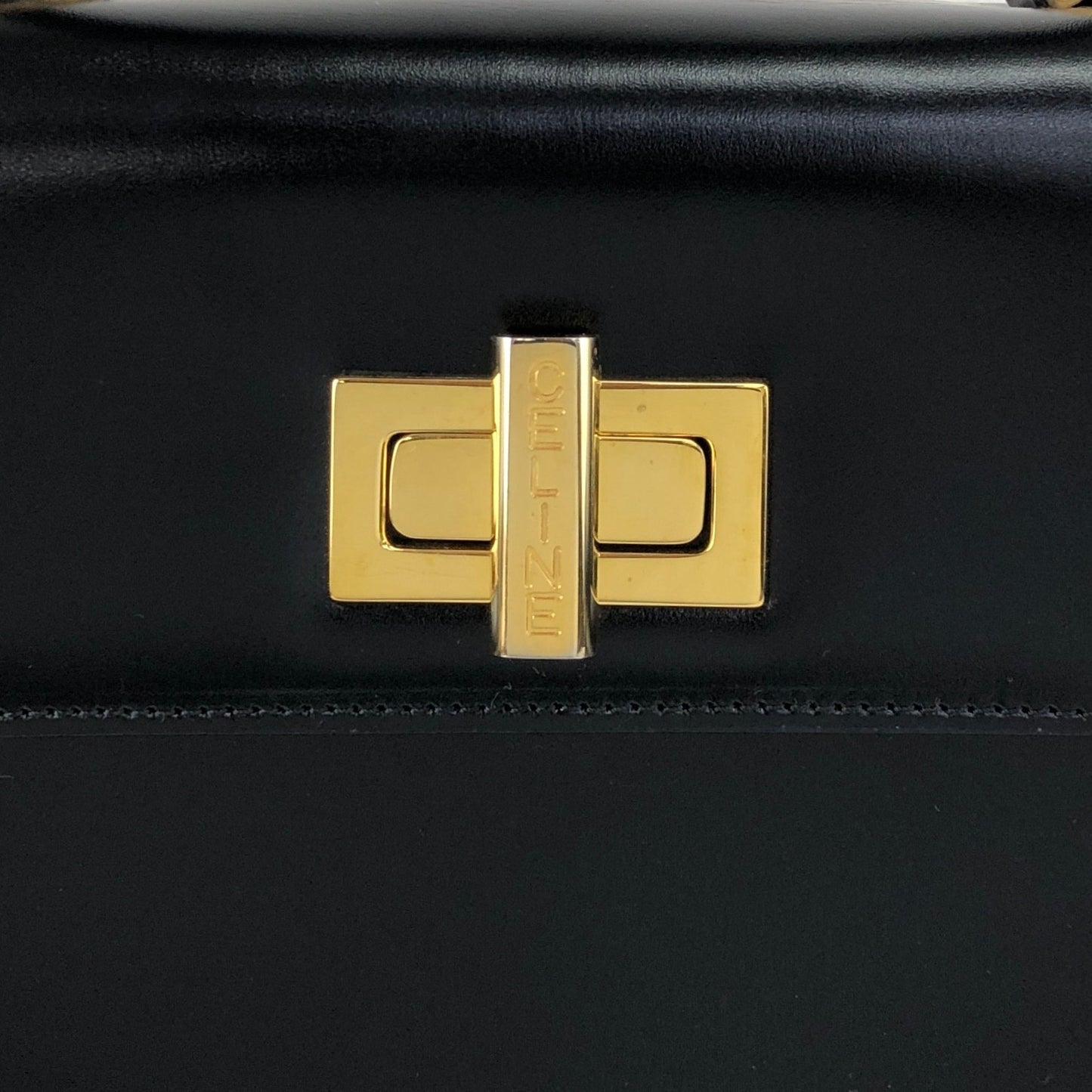 CELINE Turn Lock Two-way Handbag Shoulder bag Black Vintage aerfah