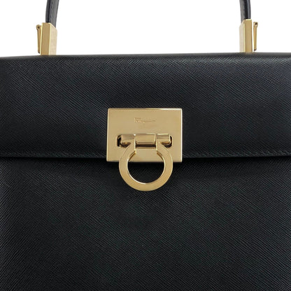 Salvatore Ferragamo Gancini Two-way Handbag Shoulder bag Black Vintage zaxbv3
