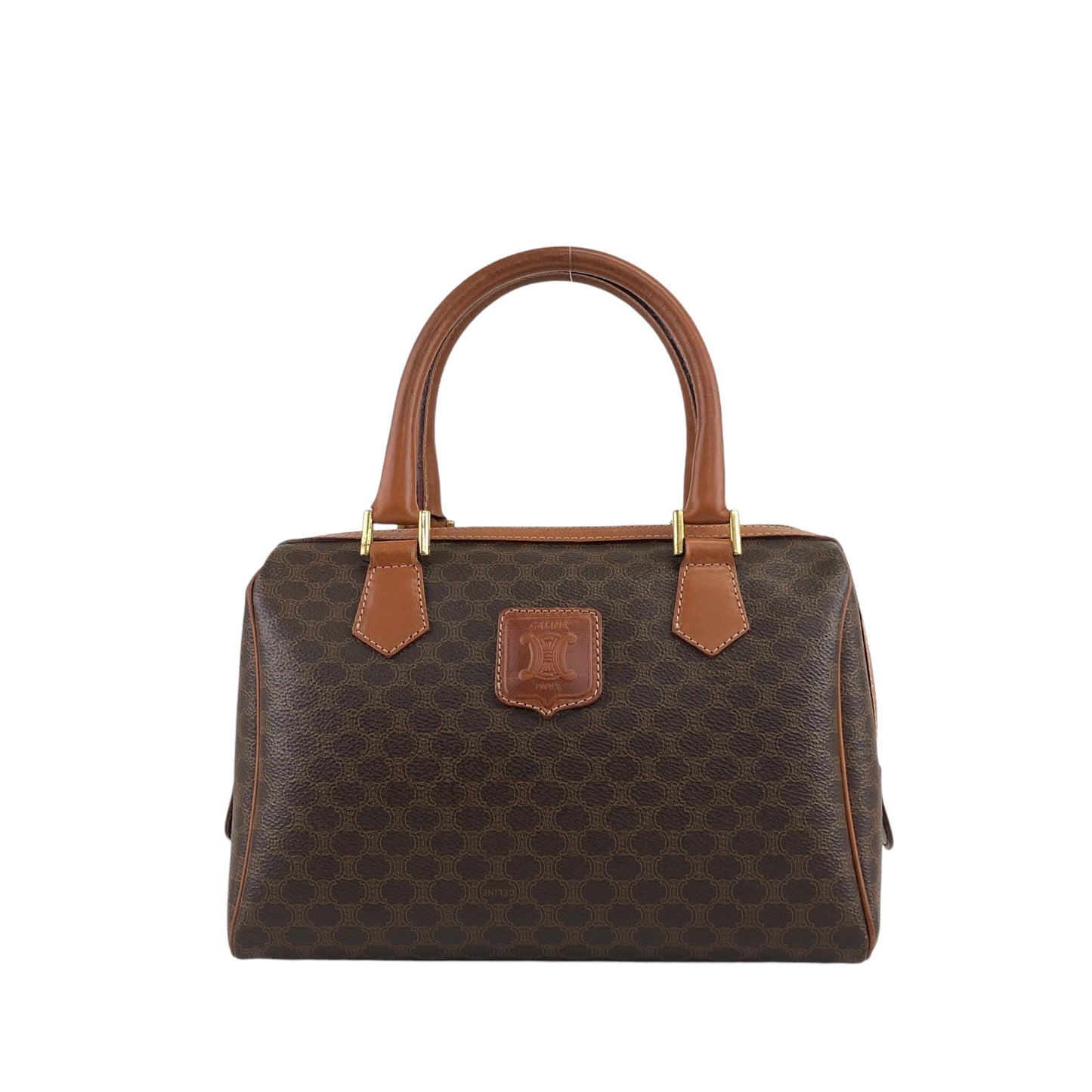 CELINE Macadam Blason Boston bag Brown Vintage iffx2u