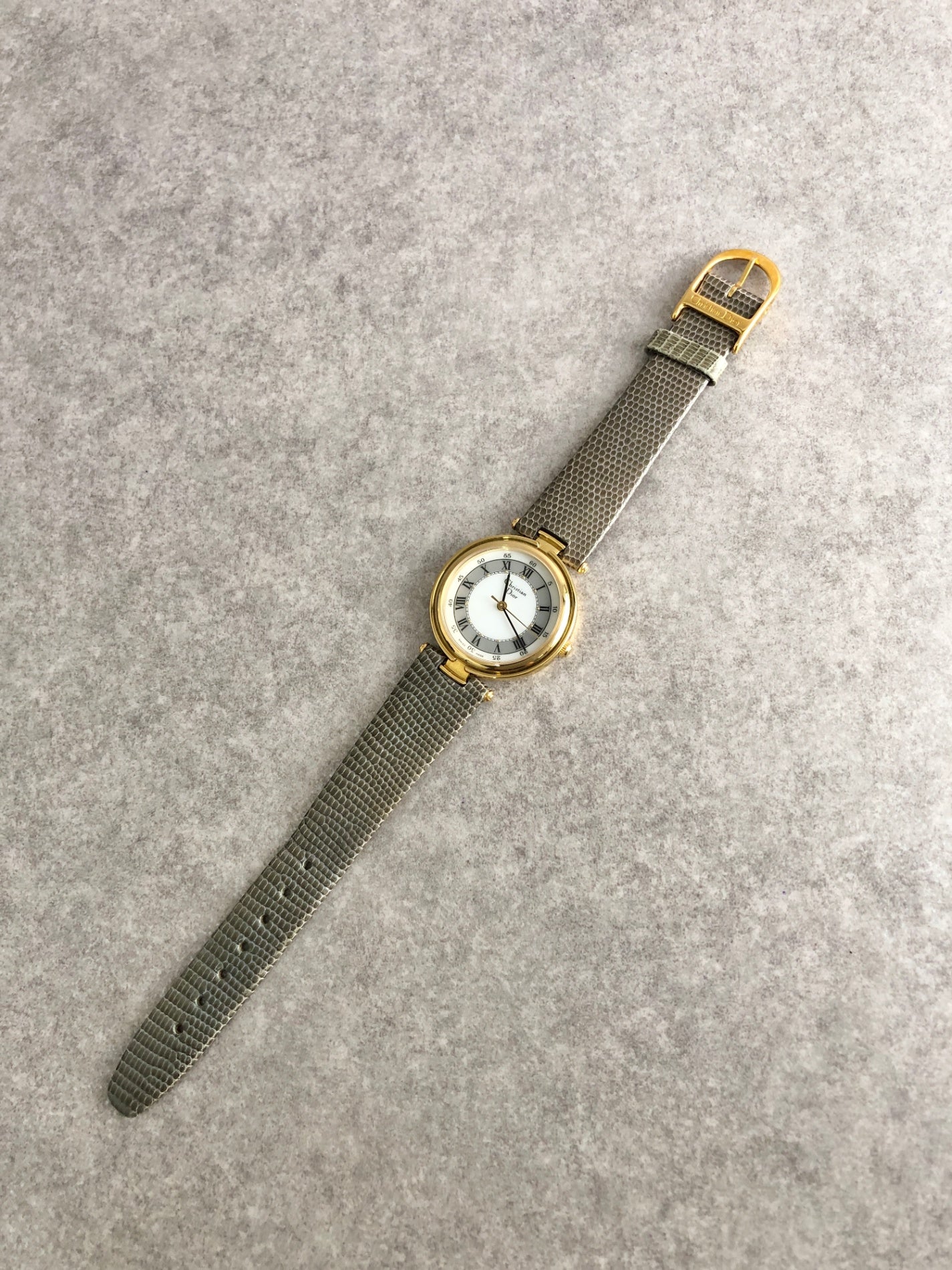 Christian Dior Quartz Watch Gold×Gray 3006 Vintage vwkm72