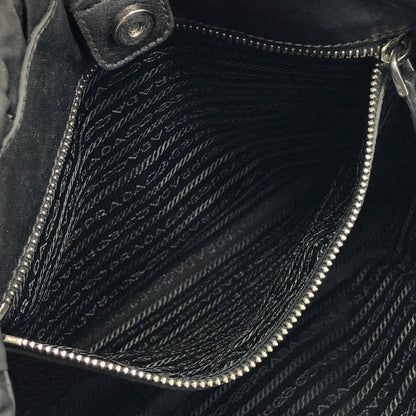 PRADA Logo Motif shirring Nylon Two-way Handbag Shoulder bag Black Vintage vbrtdm