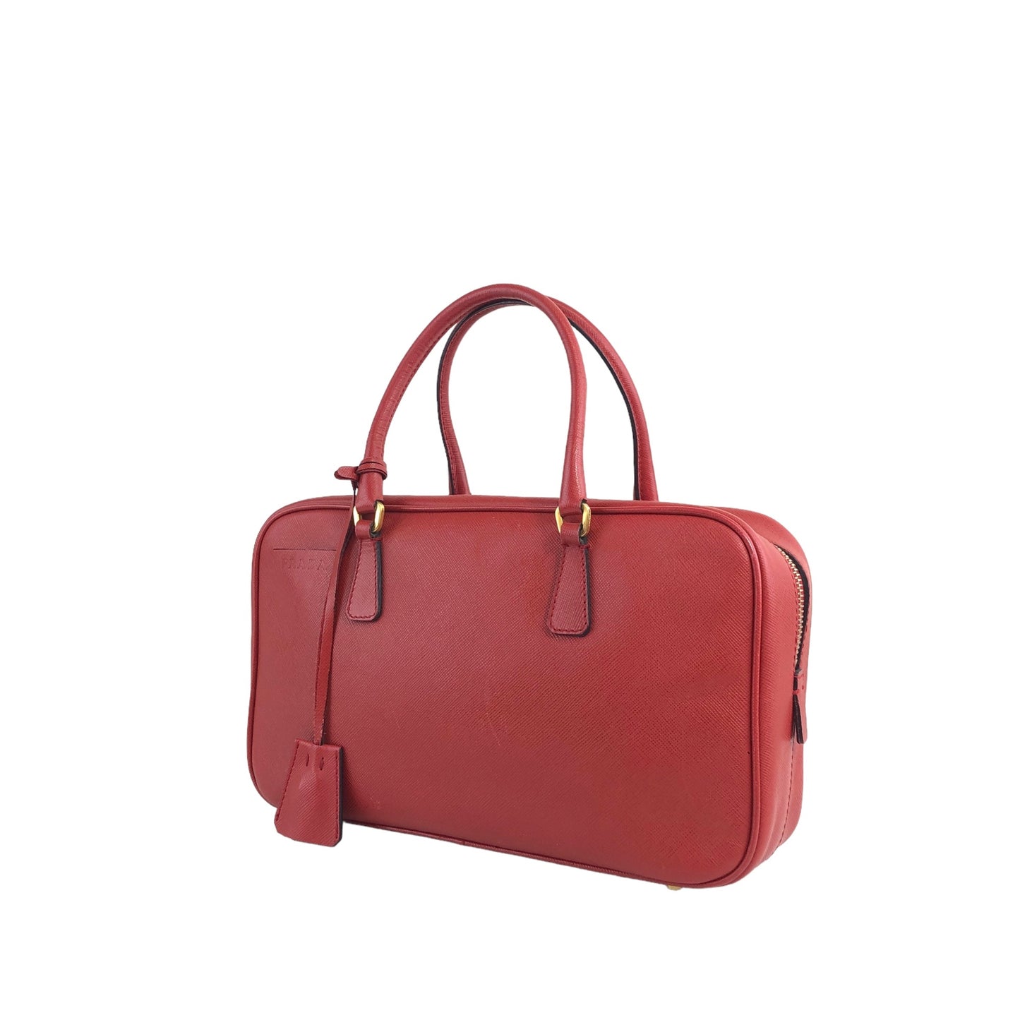 PRADA Logo Padlock Handbag Red Vintage udugdn