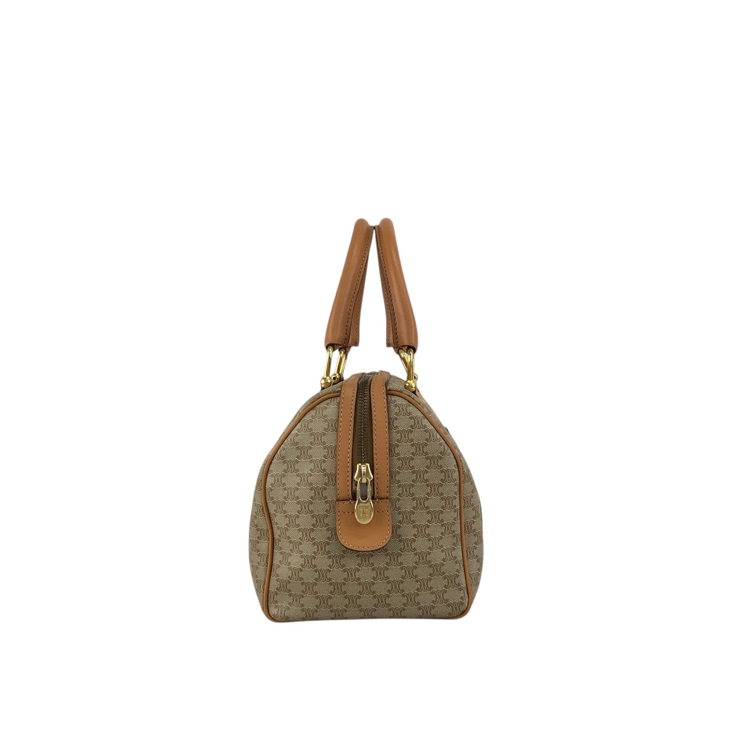 CELINE Macadam Blason Two-way Handbag Shoulder bag Beige Vintage erwjct