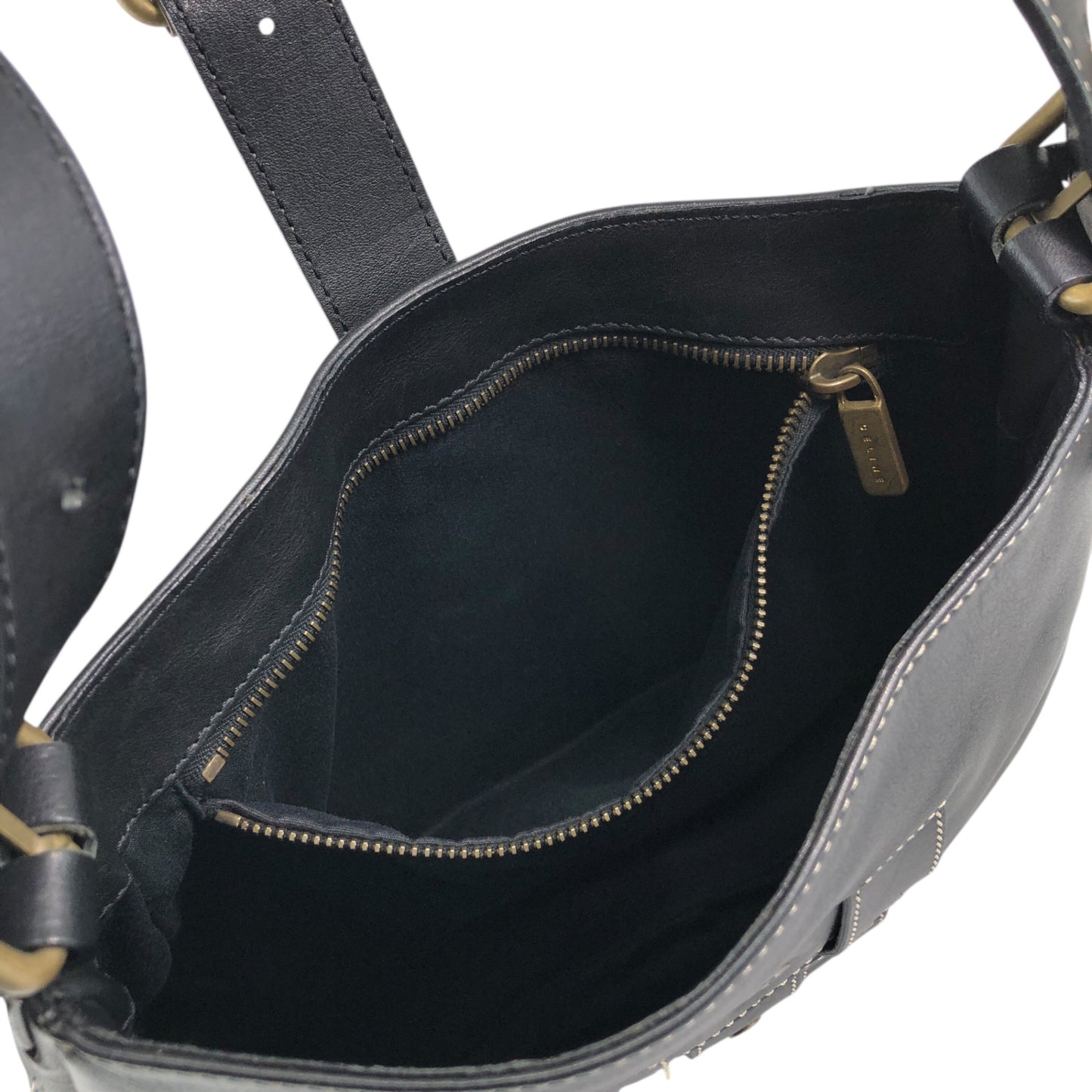 CELINE Front Buckle Shoulder bag Black Vintage f5ds3s