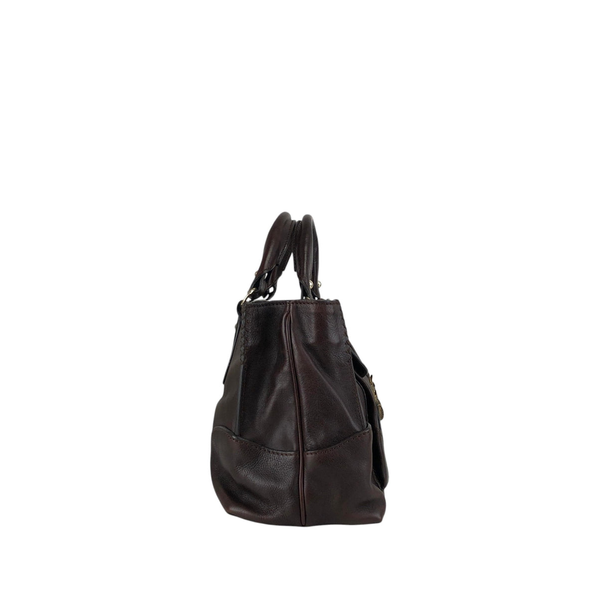 CELINE Horse Carriage Handbag Brown Vintage xsytb4