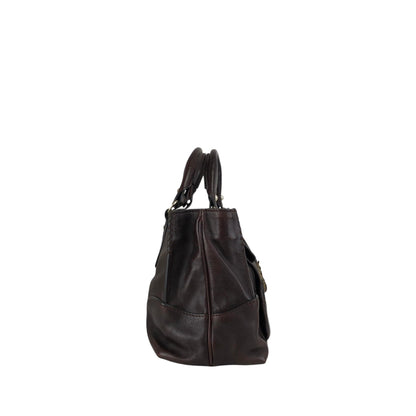 CELINE Horse Carriage Handbag Brown Vintage xsytb4