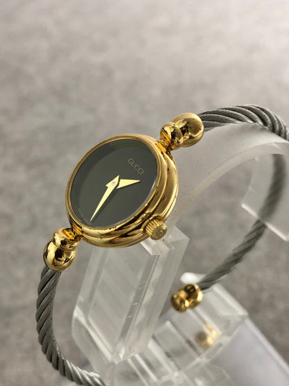 GUCCI Logo Bangle Watch Gold×Silver 2700.2.L Vintage yekiep