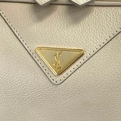 Yves Saint Laurent YSL Logo Boston bag Handbag Beige Vintage kc4cx5