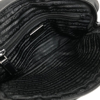 PRADA Triangle Logo Front Buckle Shoulder bag Black Vintage 3nuzig