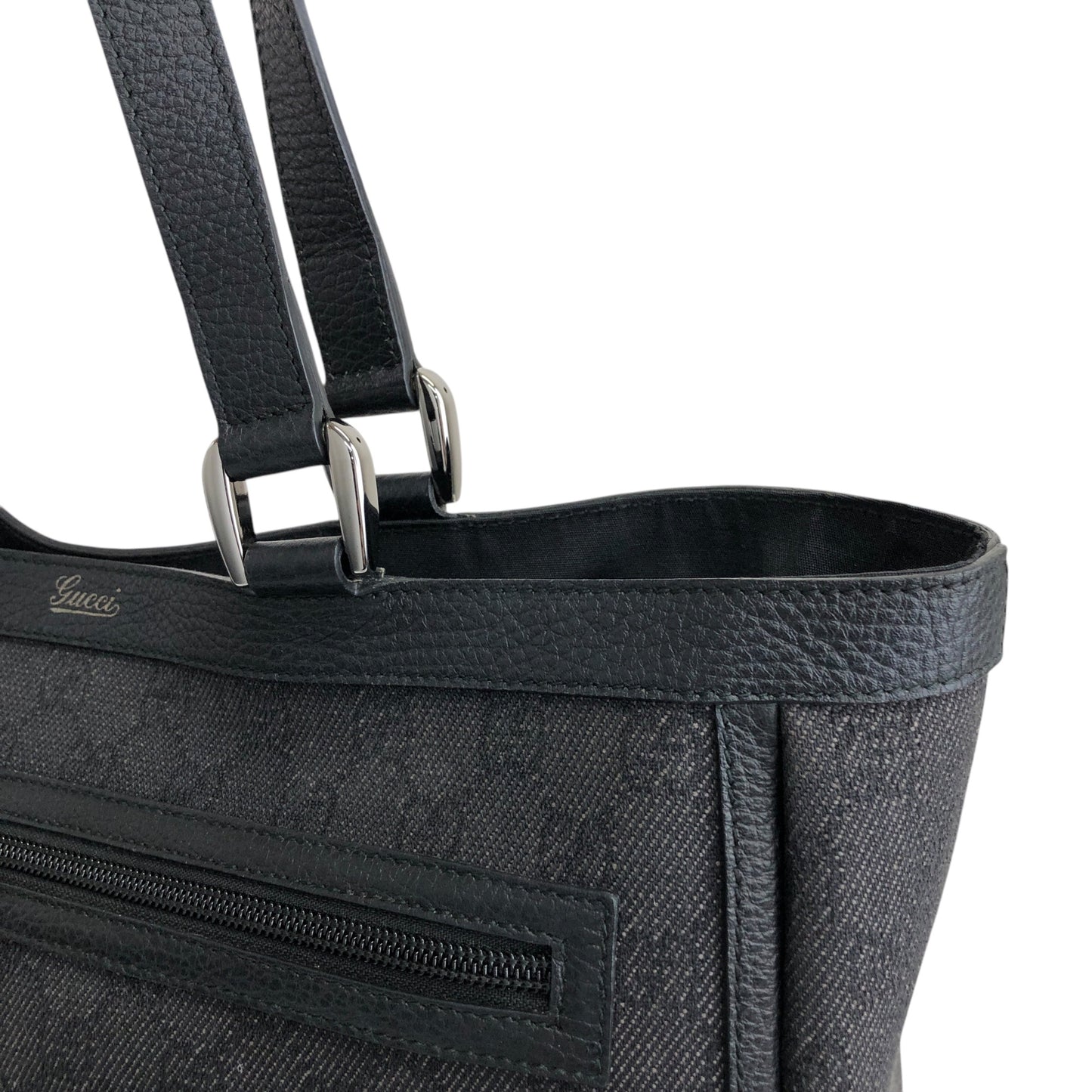 GUCCI GG Canvas Handbag Totebag Black 268639 Vintage jjx8f3