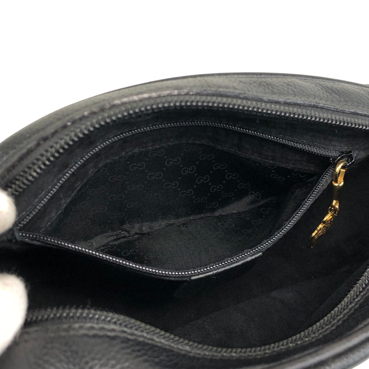 GUCCI GG Logo Motif Shoulder bag Black Vintage batagd