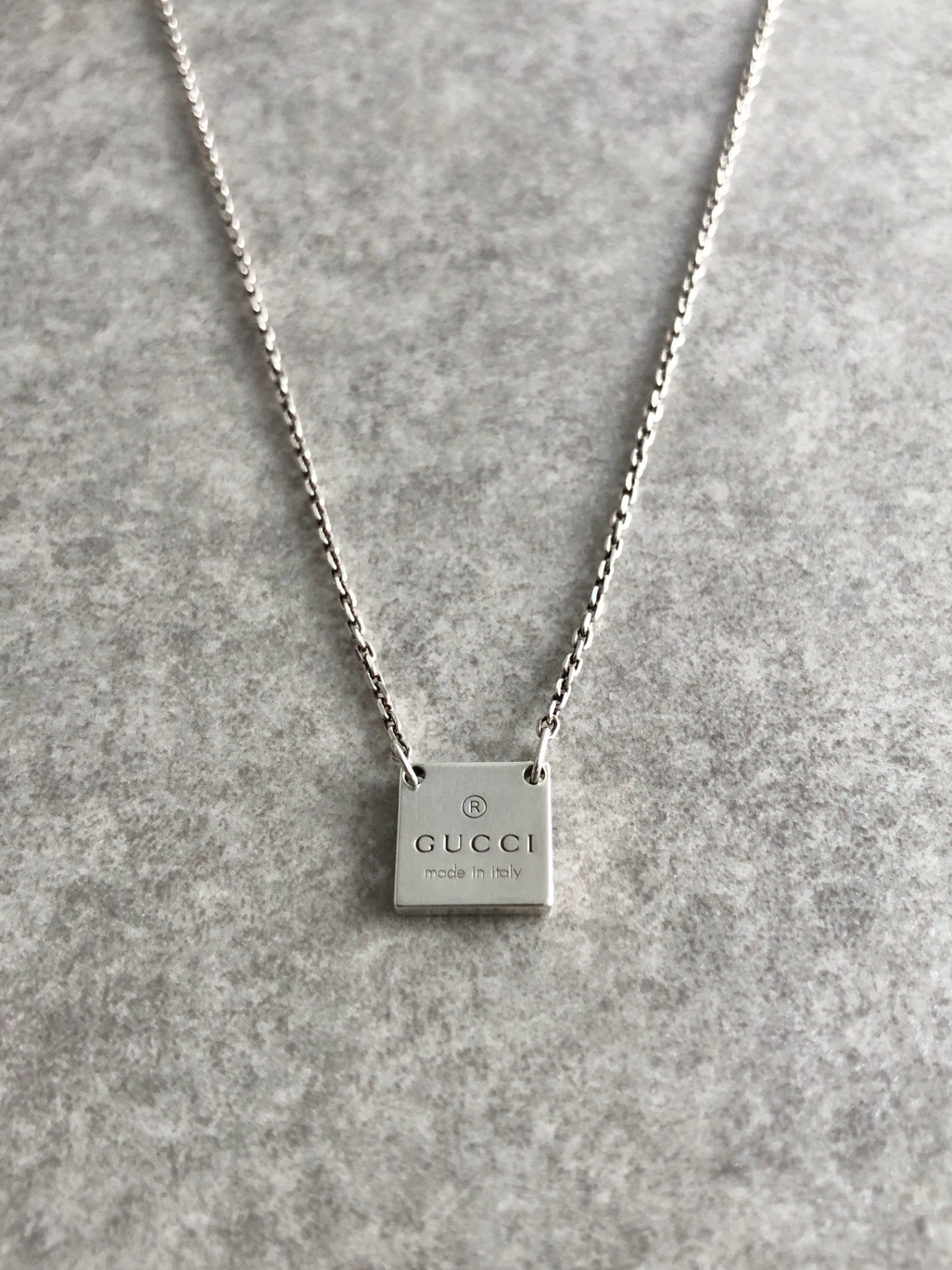 GUCCI Logo SILVER925 Necklace Silver Vintage h685zh