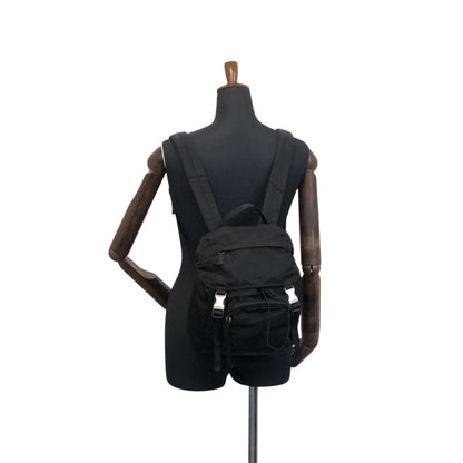 PRADA Tessuto Triangle Logo Front Buckle Backpack Black Vintage ynp78c