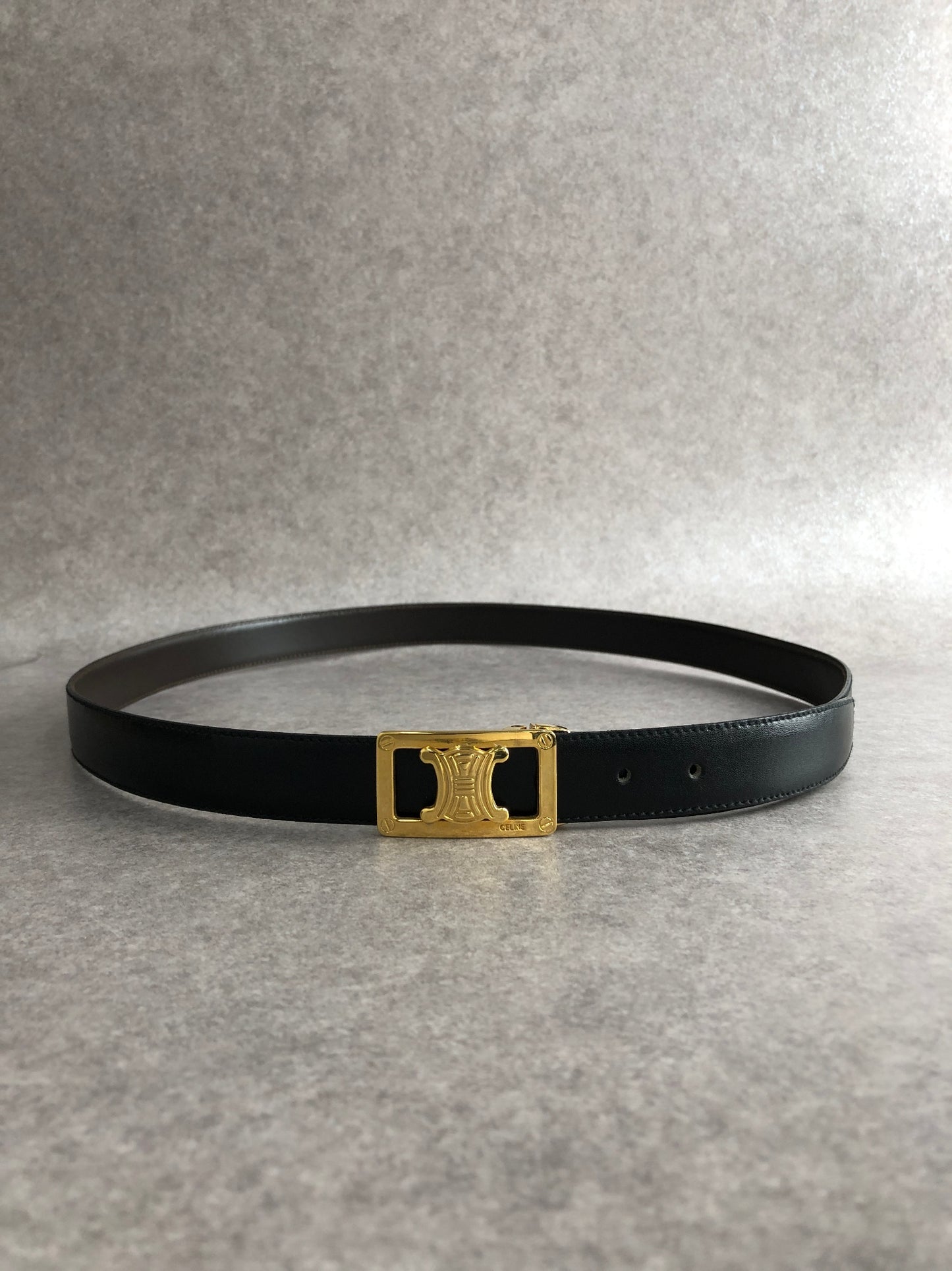 CELINE Triomphe Belt Brown×Black Vintage ppnd4r