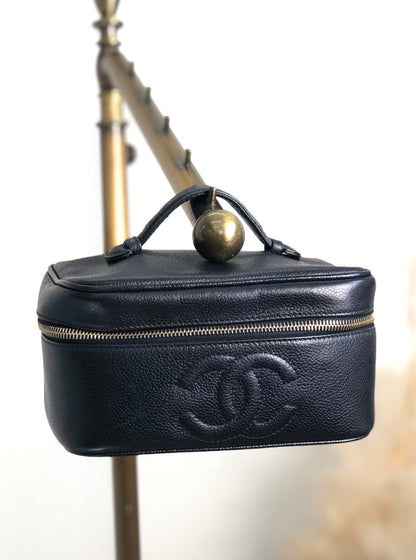 CHANEL Coco Mark Handbag Vanity bag Black Vintage 2gh32d