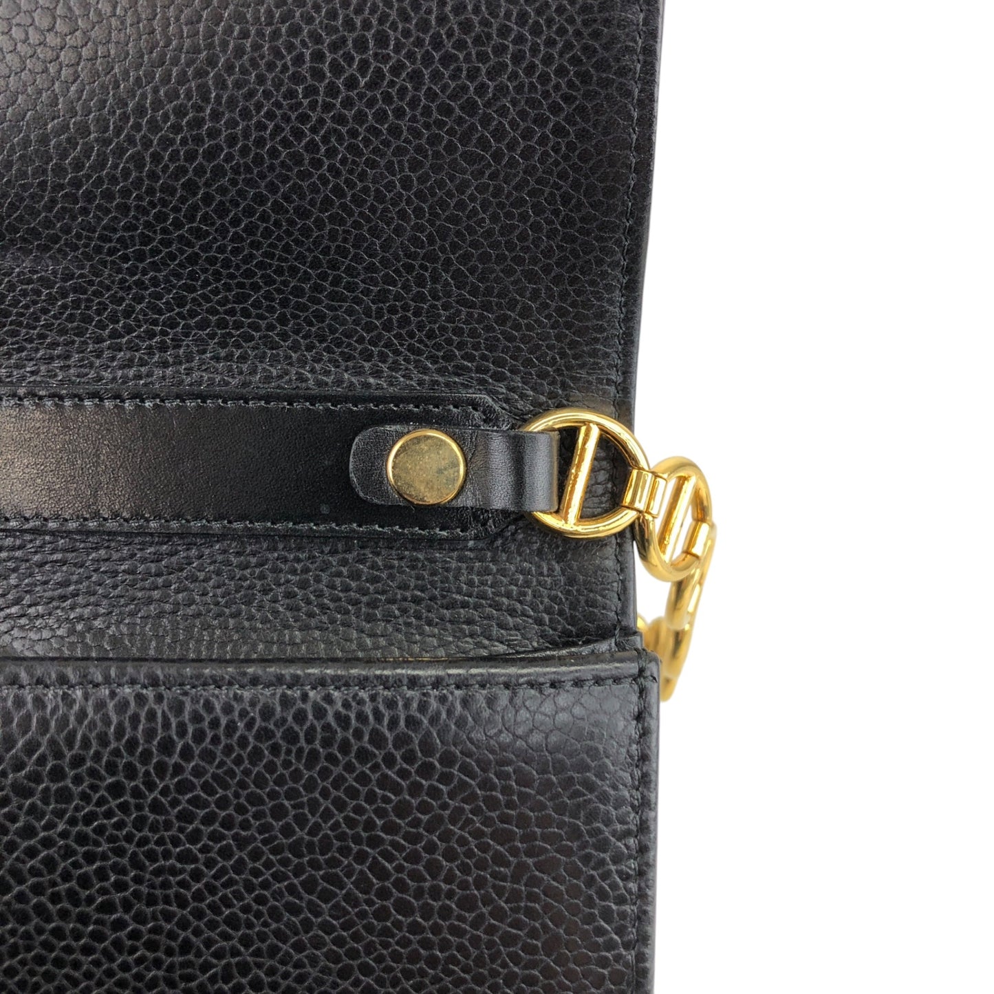 Christian Dior CD Logo Chain Shoulder bag Black Vintage m5evcd