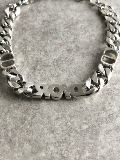 Christian Dior Logo Motif Bracelet Silver Vintage nympwb
