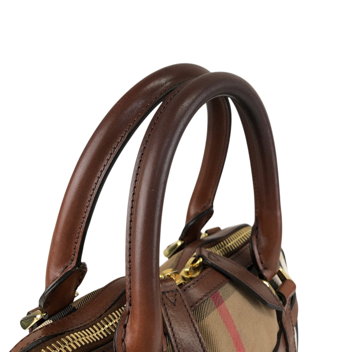 BURBERRY Check Two-way Handbag Shoulder bag Brown Vintage xuyjae
