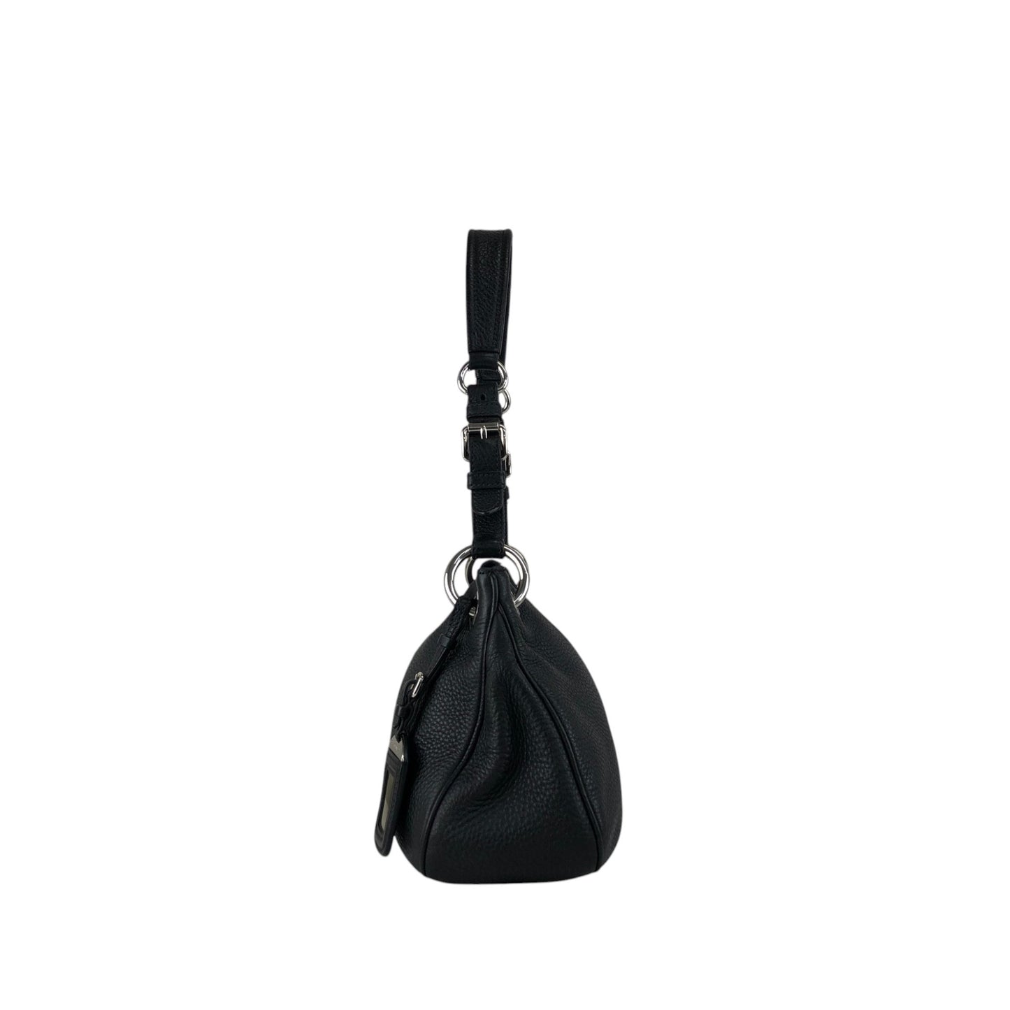 PRADA Logo Shoulder bag Hobobag Black Vintage 3hyfab