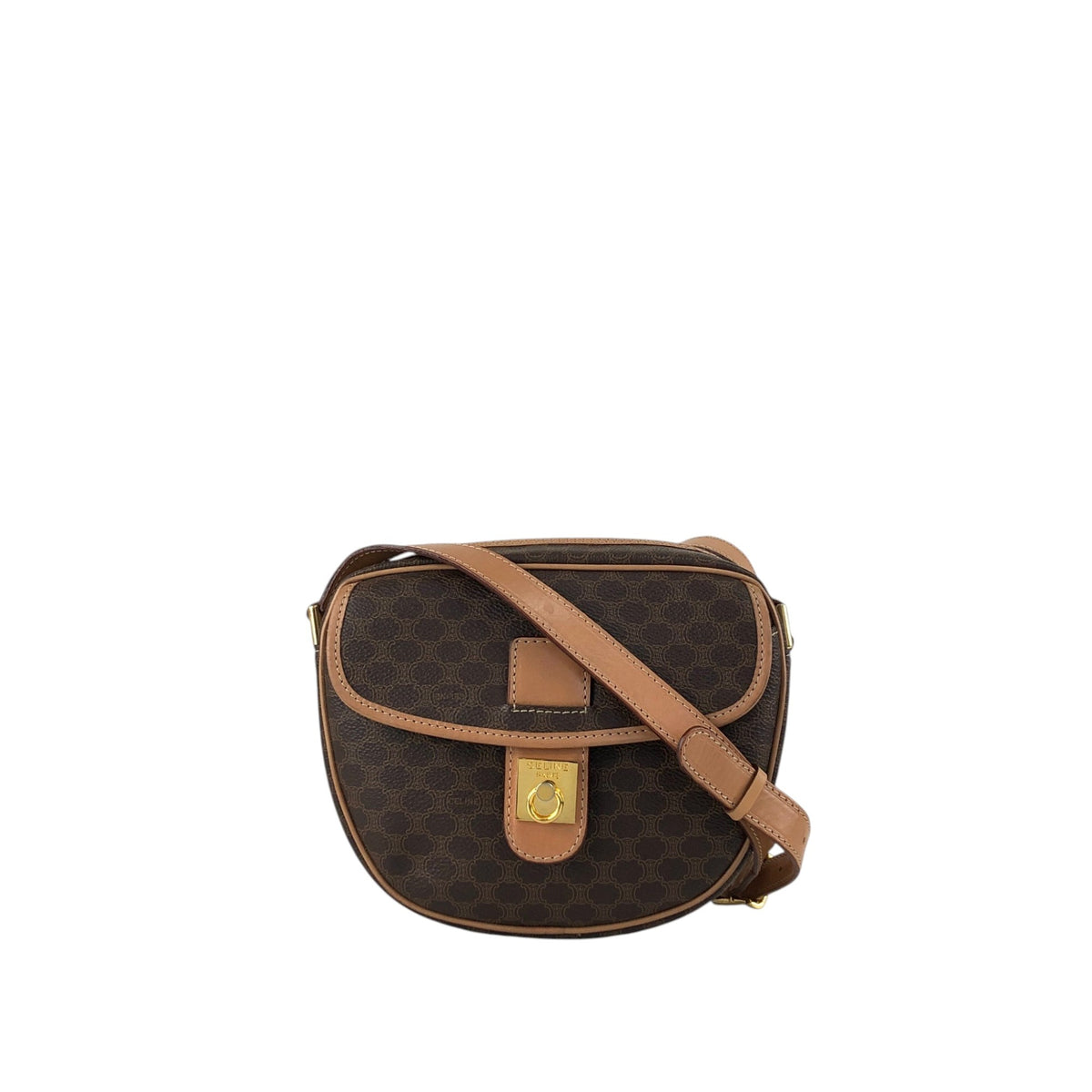 CELINE Macadam Gancini Shoulder bag Brown Vintage ymrfek