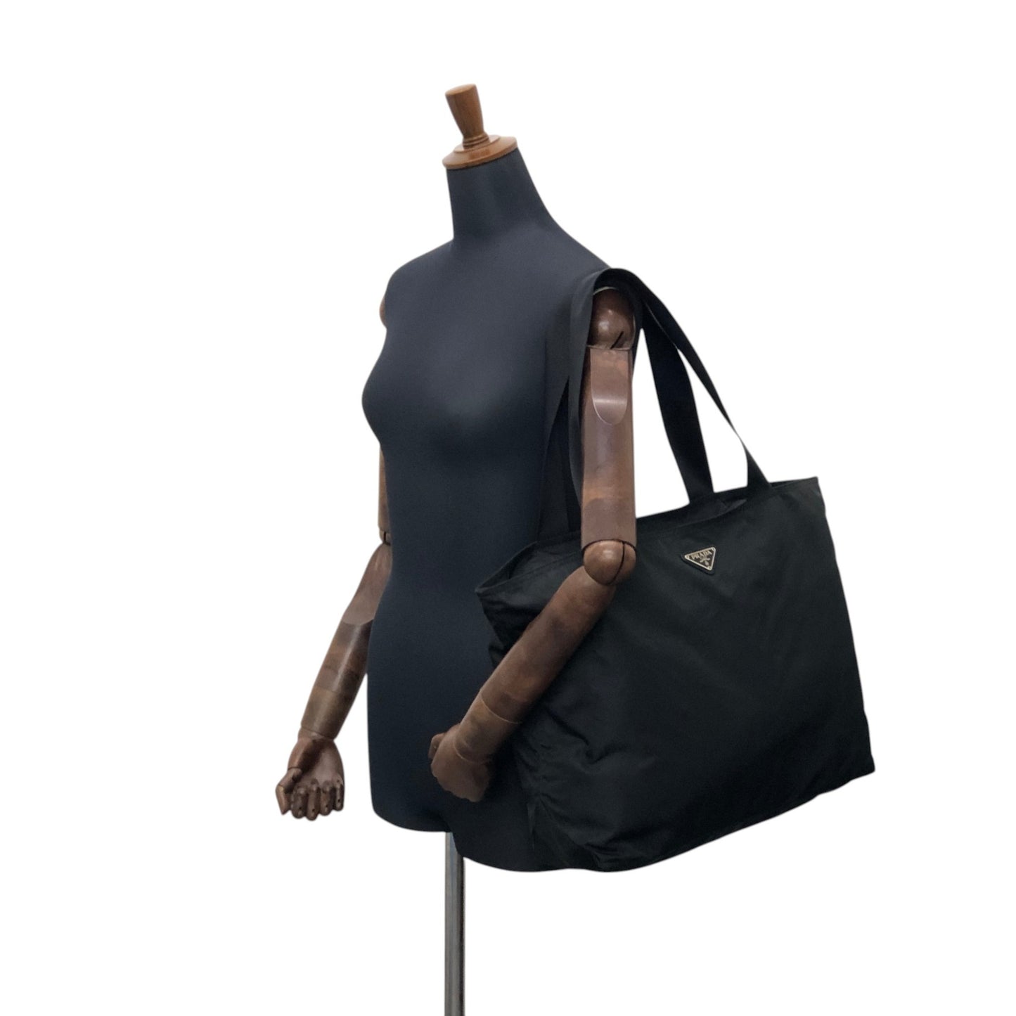 PRADA Tessuto Triangle Logo Totebag Black Vintage bub65u