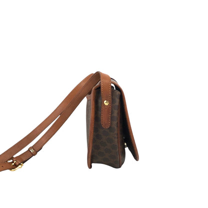 CELINE Macadam Front Buckle Shoulder bag Brown Vintage c7tgex