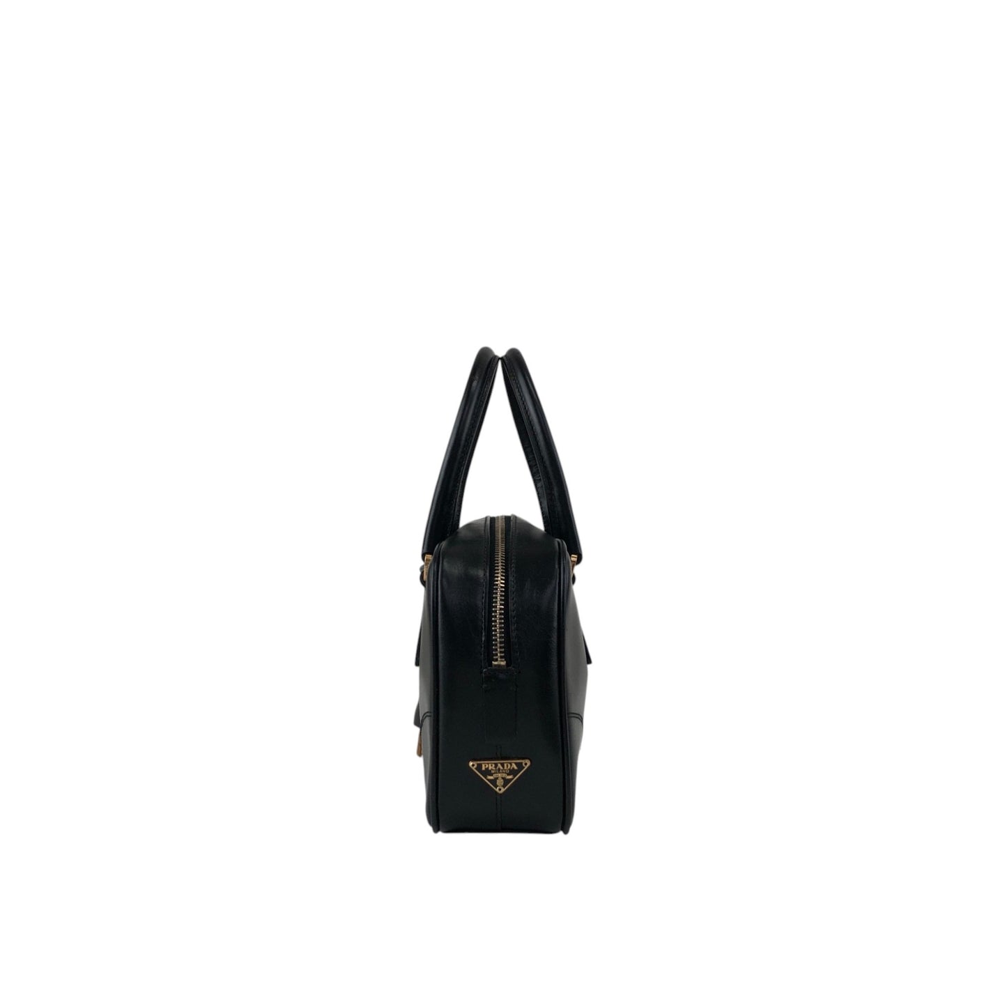 PRADA Triangle Logo Small Boston bag Handbag Black Vintage b7mxwa
