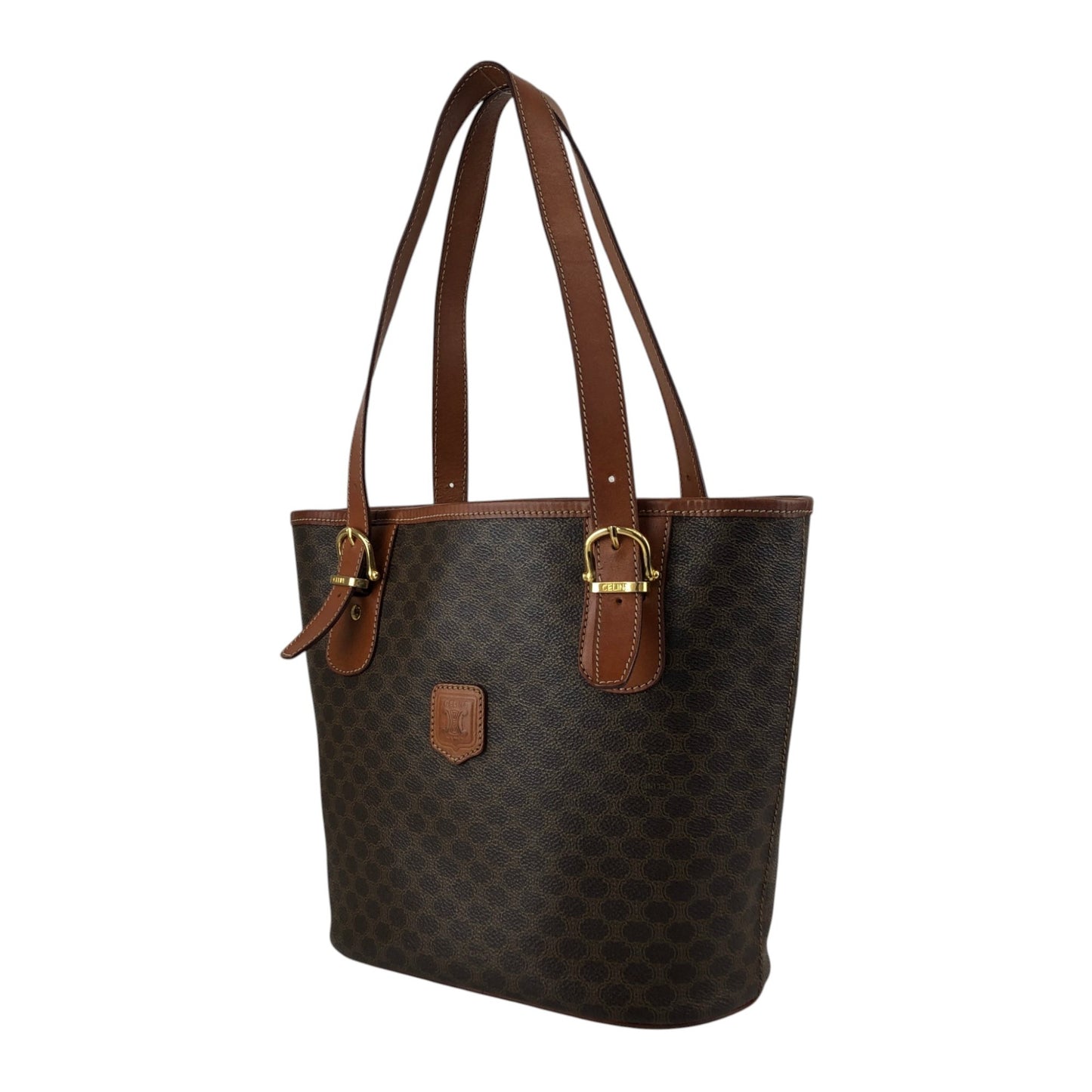 CELINE Macadam Blason Handbag Totebag Brown Vintage g8hnuw