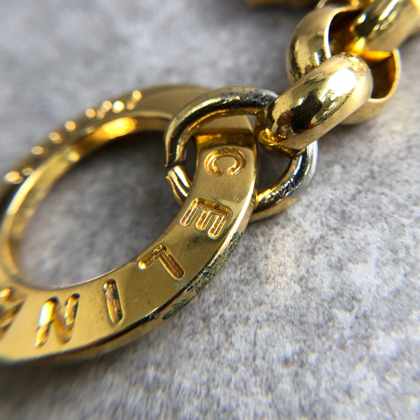 CELINE Logo Bracelet Gold Vintage esez5y
